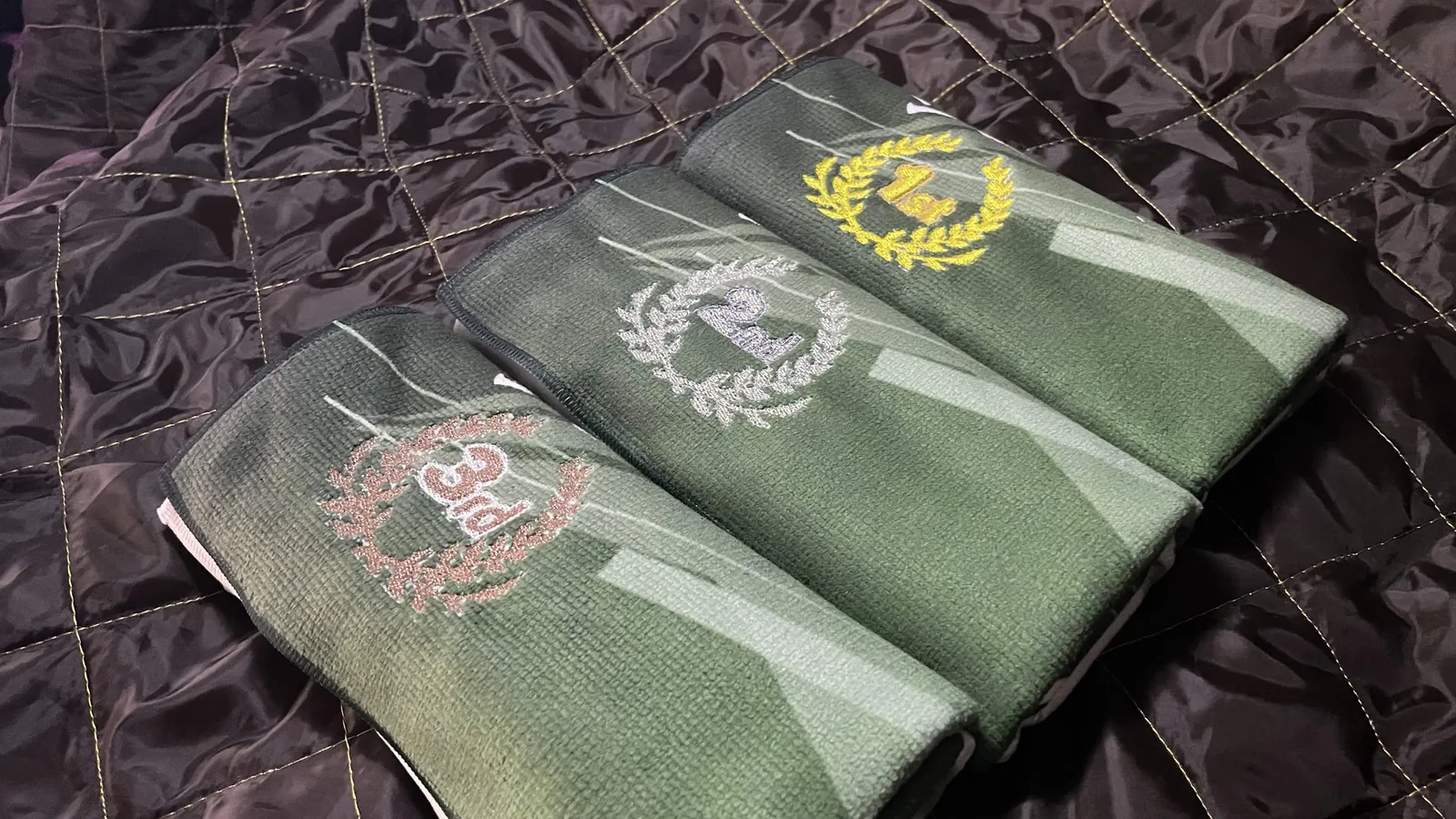 Custom Embroidered Cheer Towels exclusive to Cosplay Trackside