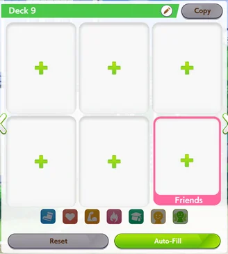 The Support Card Deck menu before starting a Career.