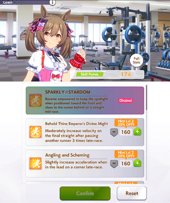 Skills menu for Smart Falcon.