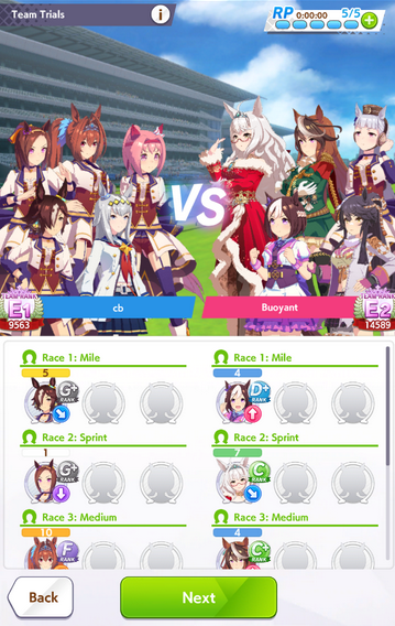 Team Trials Versus Menu