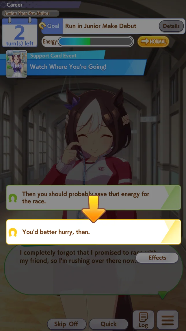 The Support Card Event's Choices